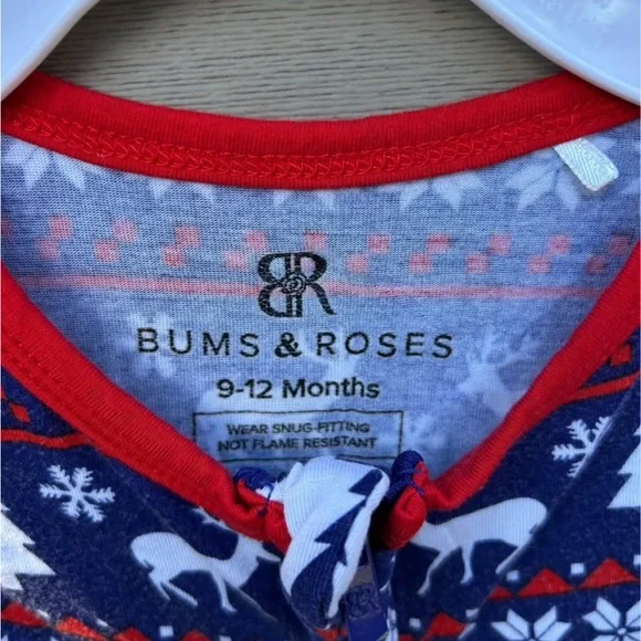 Bums & Roses Christmas Bamboo Rompers 9-12m - Picture 3 of 7